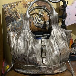 B makowski Leather tote bag metallic Gold